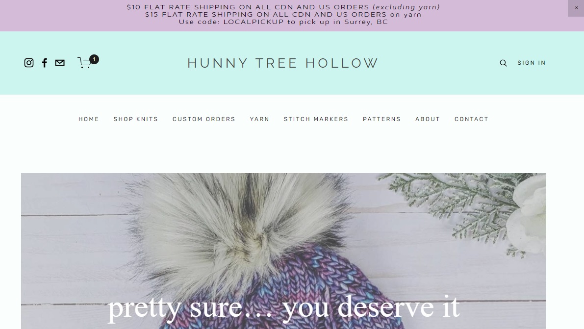 A screenshot of a website for a Knit Hats shop.