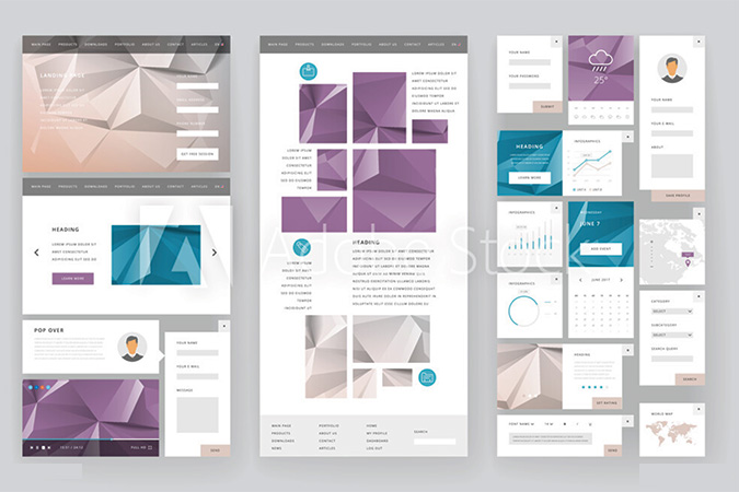 Wireframes for a mobile and desktop website.